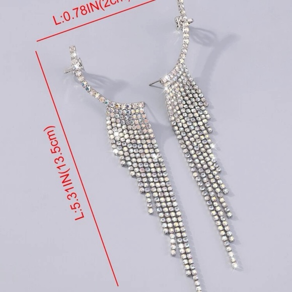 Rhinestone Tassel Decor Ear Climbers - Picture 4 of 5